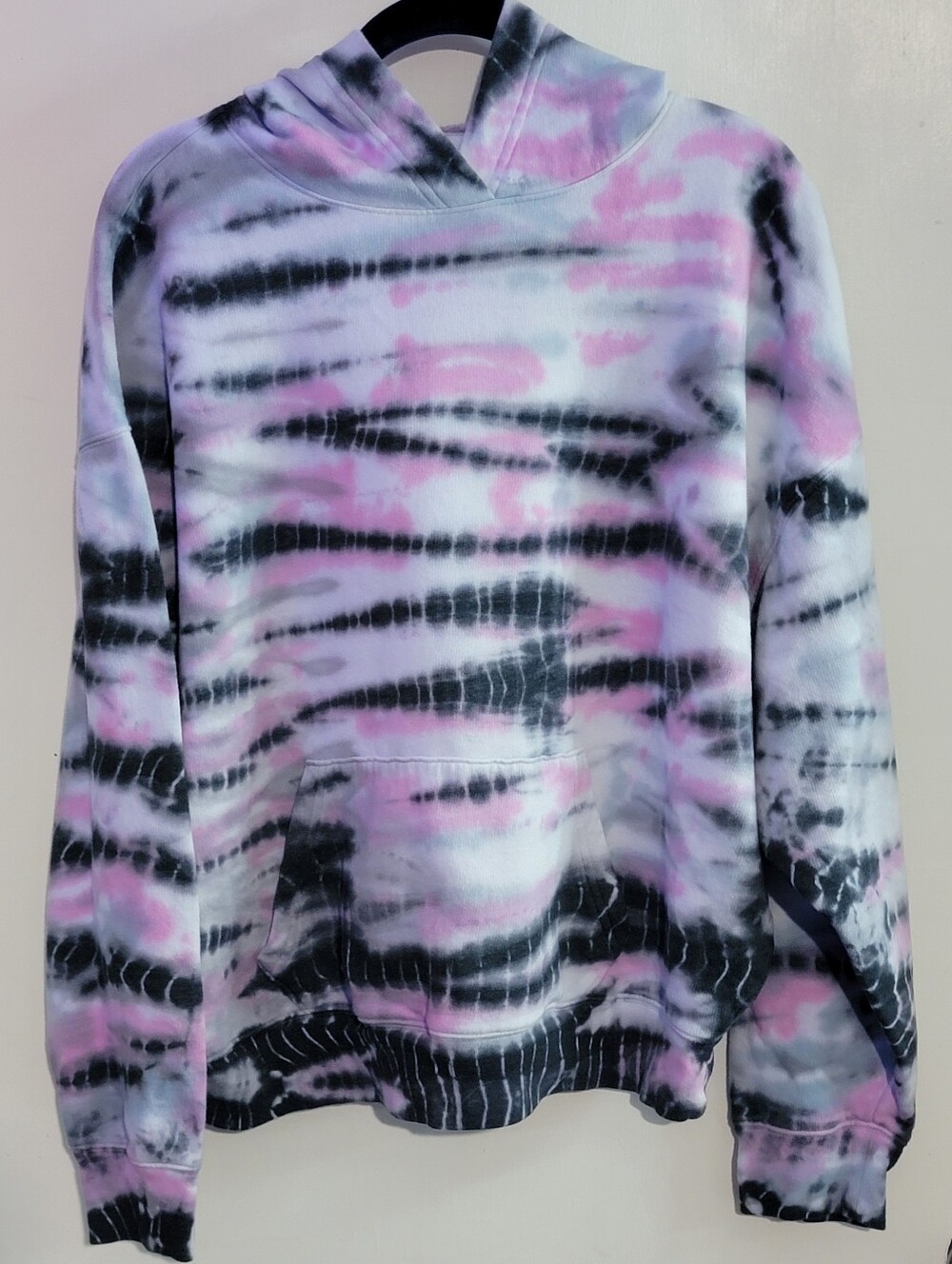 PINK Victoria's Secret Pink, Black & White Tie-Dye Hoodie Sweatshirt